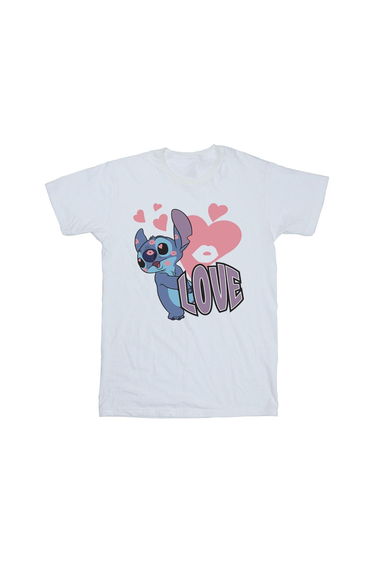 Lilo & Stitch Boys Love Hearts Cotton T-Shirt - White
