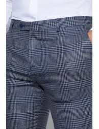Skinny Cropped Check Suit Trousers - navy - 2