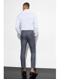 Skinny Cropped Check Suit Trousers - navy - 1