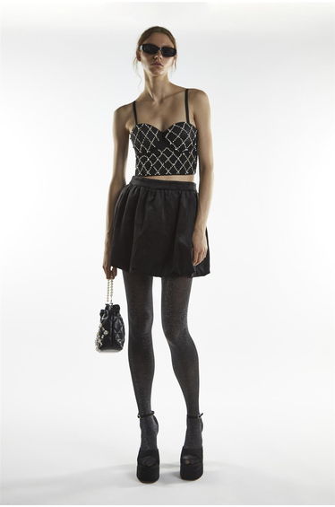 Diamante Corset Crop Top - Maia Black