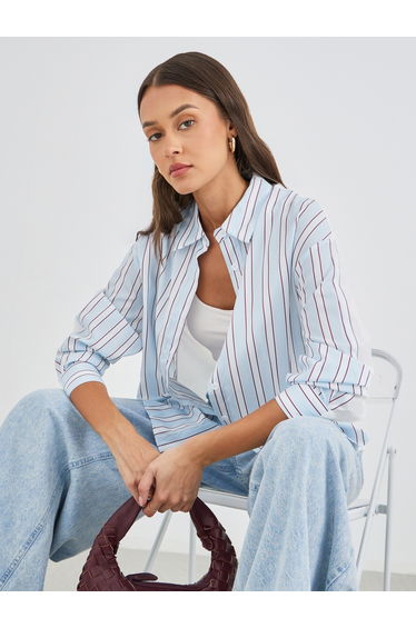 Striped Oversized Long Sleeve Shirt