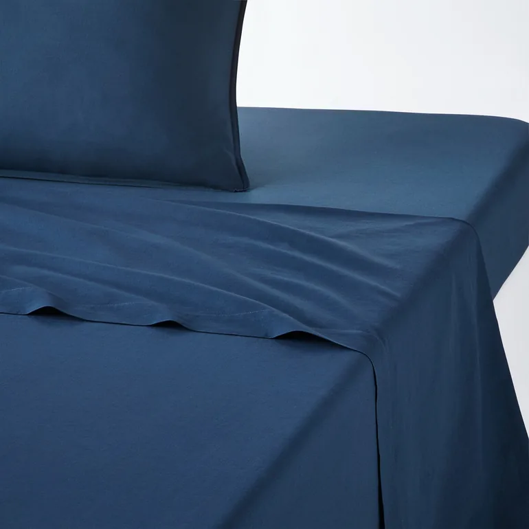 شرشف سرير بقطن مغسول سادة