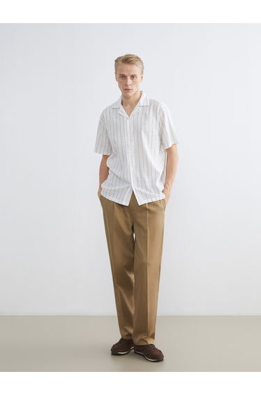 Regular Fit Resort Collar Striped Men's Shirt