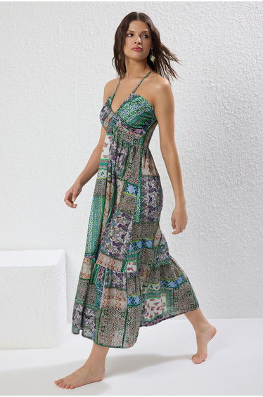 Ethnic Patterned Weaving 100% Cotton Beach Dress