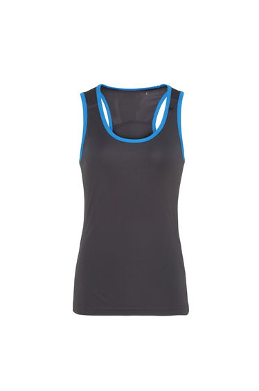 Tri Dri Womens/Ladies Panelled Fitness Sleeveless Vest - Charcoal /Sapphire