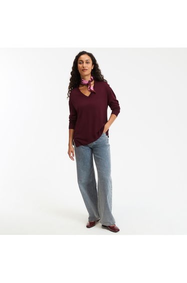 Fine Knit Jumper/Sweater with V-Neck