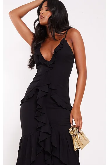 فستان ماكسي بكشكش - طويلات القامة