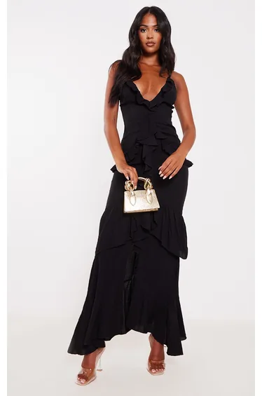 فستان ماكسي بكشكش - طويلات القامة