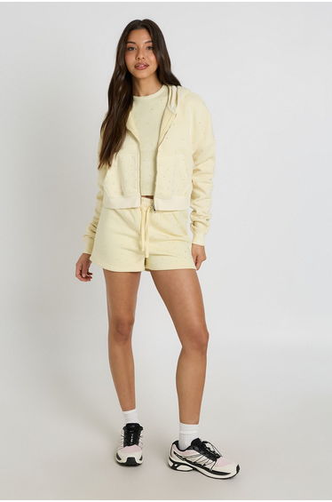 Washed Studded Sweat Short - lemon