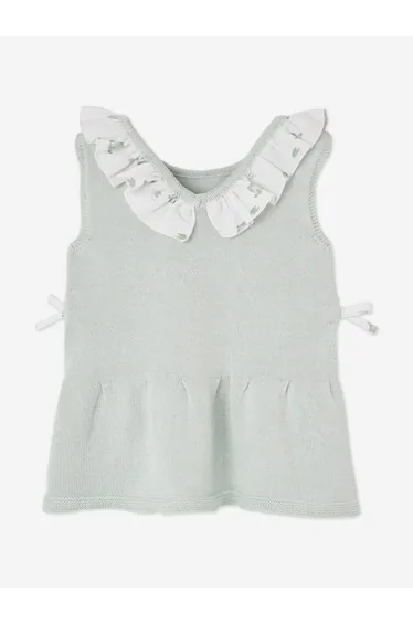 Paz Rodriguez Baby Girls Cotton Knit Dress with Knickers in Green