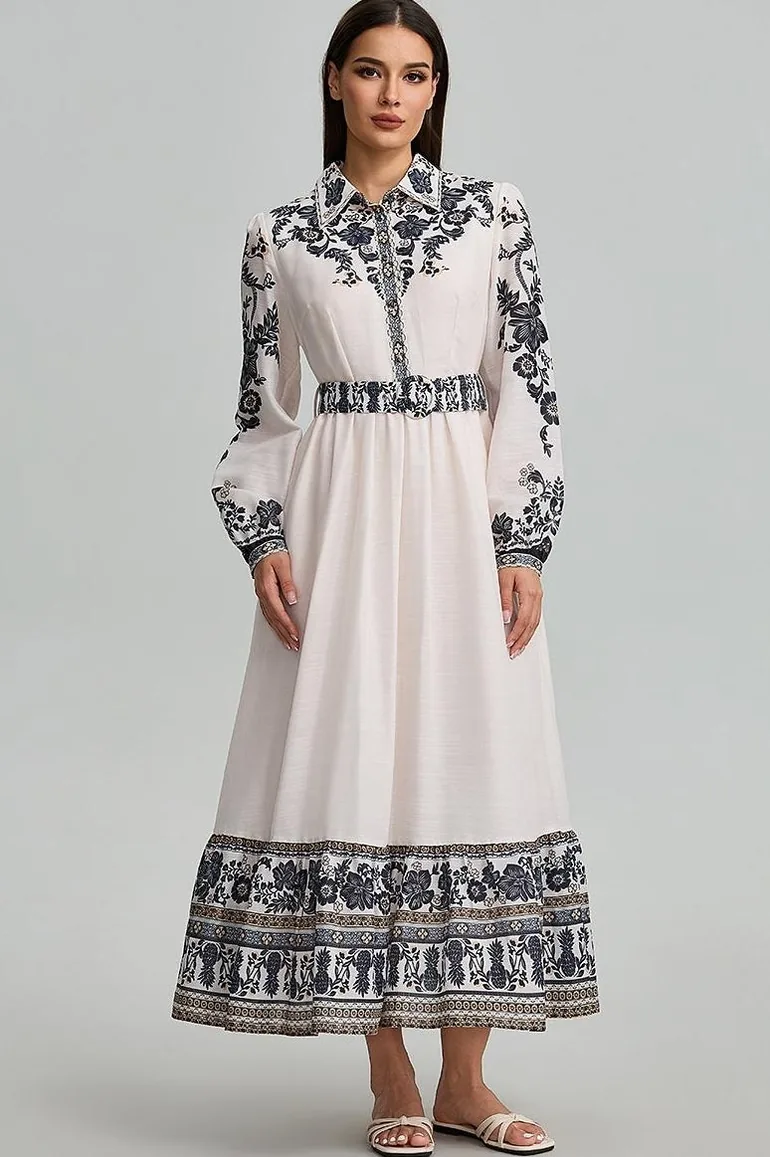Floral Print Maxi Shirt Dress