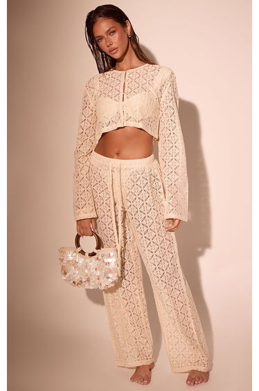 Lemon Lace Straight Leg Trousers Co-ord