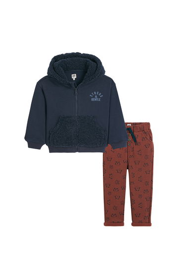 Zip-Up Hoodie and Joggers Outfit in Cotton Mix