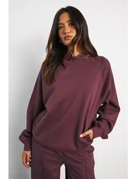 Raglan Seam Oversized Hoodie - plum - 1