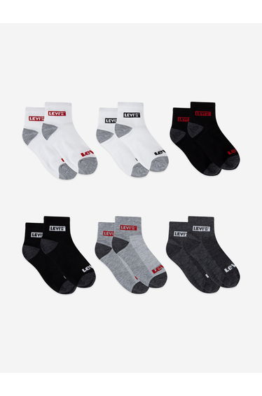 Kids Box Tab Mid Cut 6 Pack Socks Set in Grey