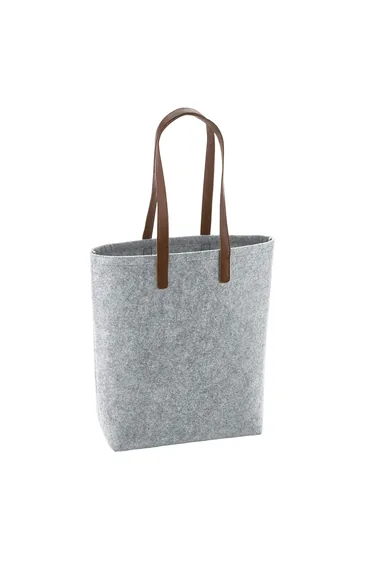 Bagbase Premium Felt Tote Bag - Grey Melange/Tan