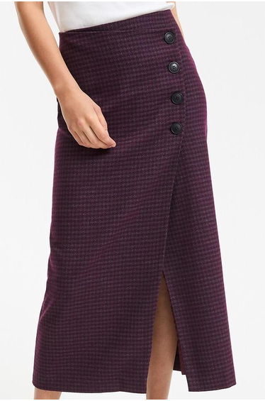 Checked Wrapover Maxi Skirt