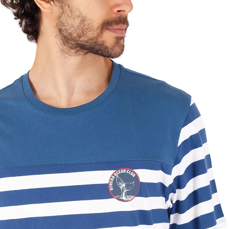 Striped Short Pyjamas with Crew Neck - 4