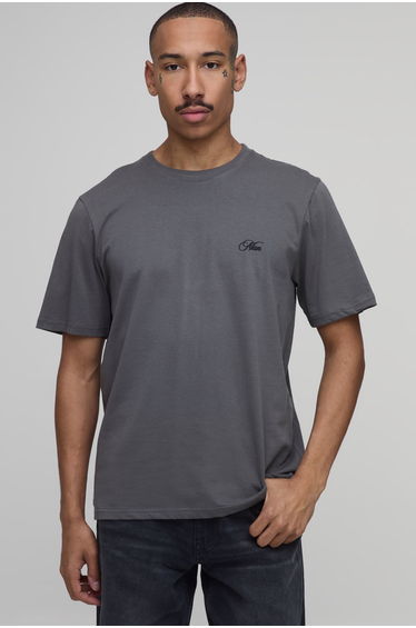 Regular Floral Photographic Print T-Shirt - charcoal