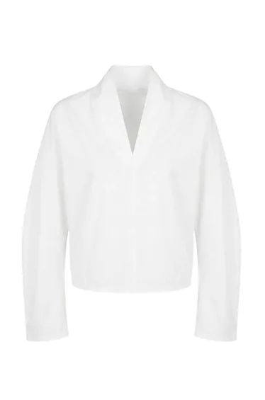 Wardrope Essentials – White V-Neck Woven Blouse