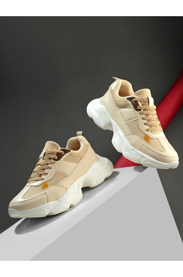 Color Block Chunky Sole Lace Up Sneakers