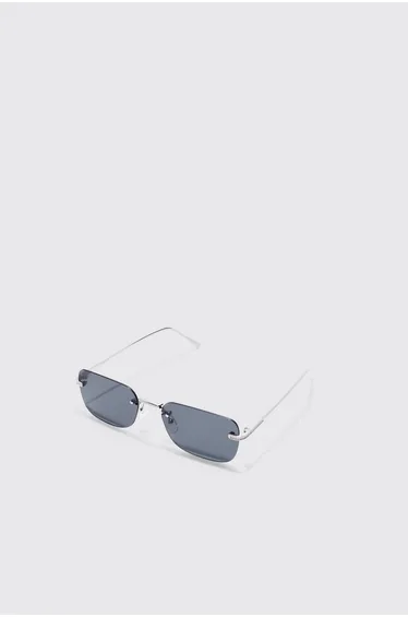 Rectangular Rimless Sunglasses - black