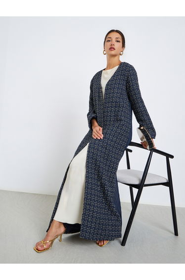 Front Open Tweed Look Abaya
