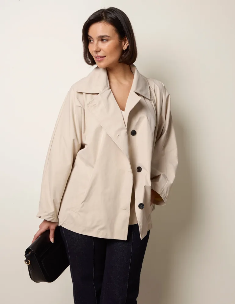 Oversized Short Length Trench Coat - 4