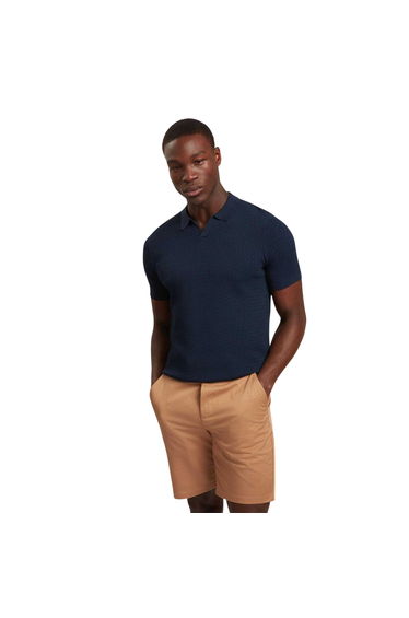 Ted Baker Mens Zig Zag Knitted Polo Shirt - Navy