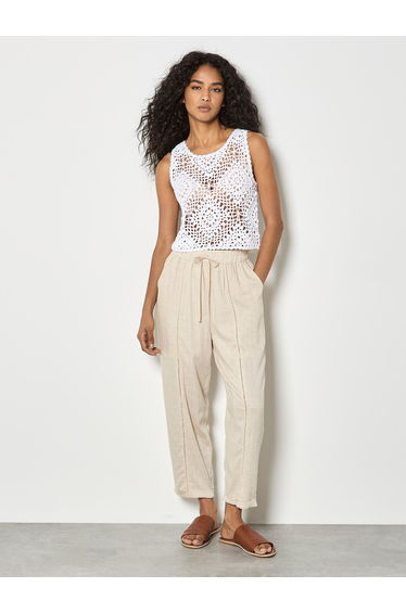 Ladder Lace Insert Linen Joggers