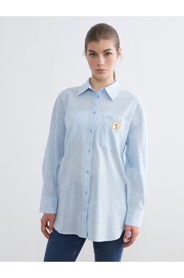 Striped Oversized Poplin Women's Shirt Tunic