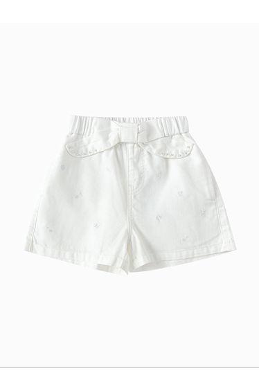 Girls' Shorts With Embroidery And Pearls
