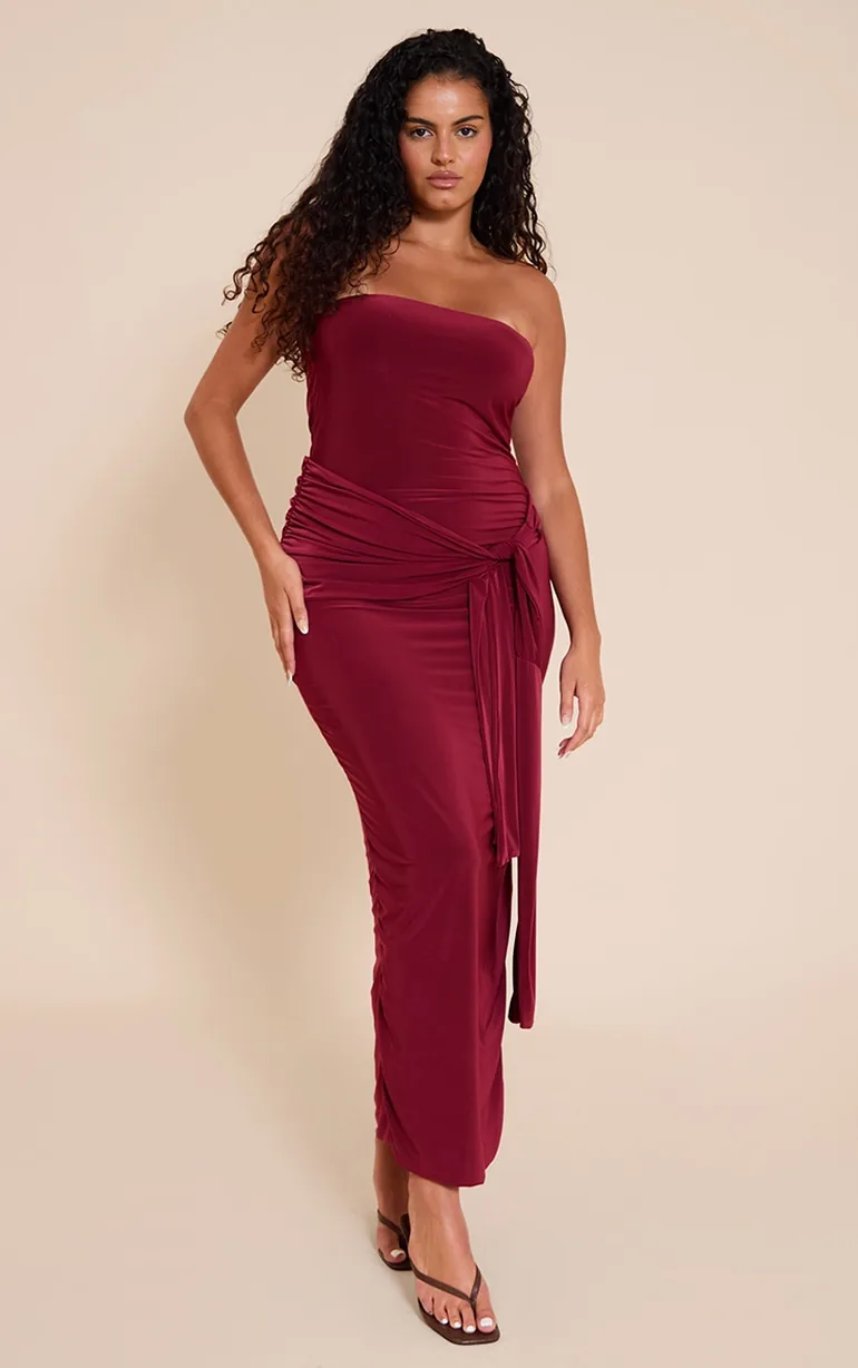 burgundy bandeau maxi dress US 2 / BURGUNDY