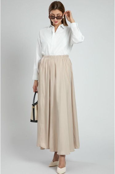 Flowy Maxi Office Skirt With Elastic Waist