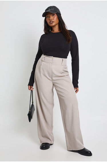 Plus Basic Long Sleeve Fitted Longline Top - black