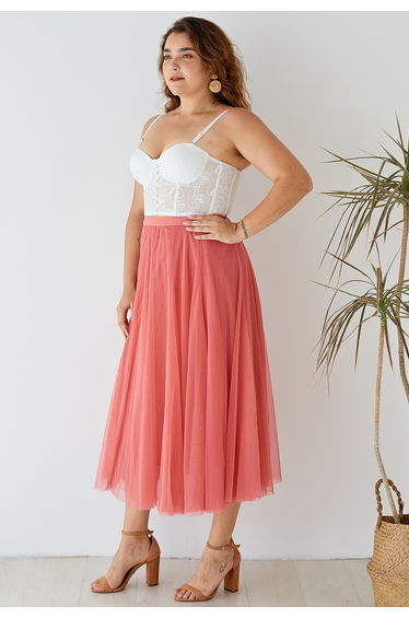 My Secret Garden Tulle Skirt in Coral