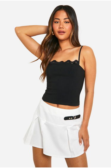 Buckle Detail Pleated Tennis Skirt