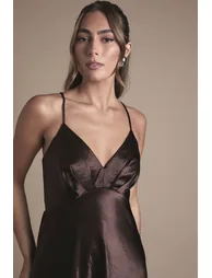 Satin Tie Back Detail Maxi Dress - 2