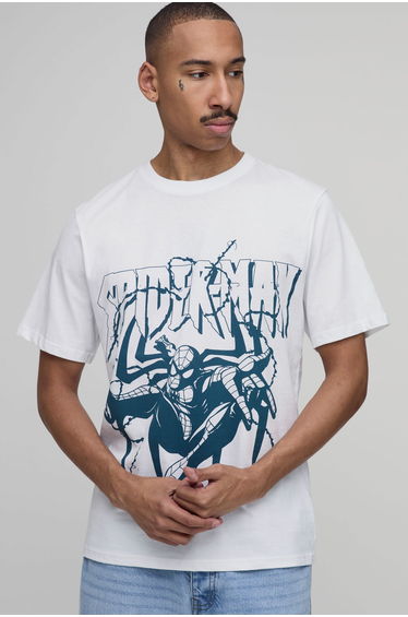 Regular Spiderman License Print T-shirt - white