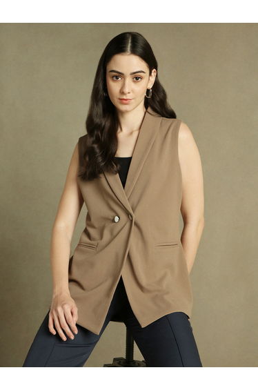 Regular Fit Lapel Collar Sleeveless Blazer