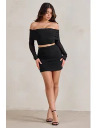 Ground Rules | Black Ruched Mesh Mini Skirt