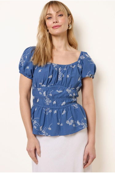 Embroidery Peplum Blouse