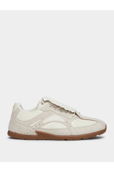 Textured Lace-Up Retro Sneakers