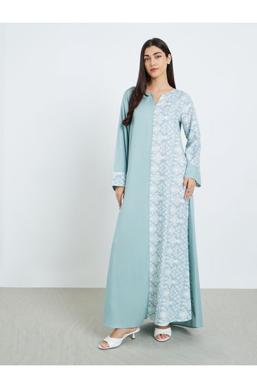 Women Green Printed A-Line Jalabiya