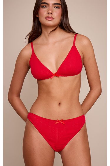 Red Pointelle Thong