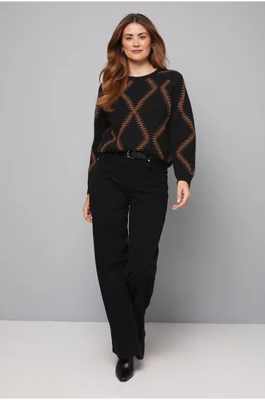 سترة واليس متعدد الالوان بطبعة كاروهات محبوك بأكمام طويلة