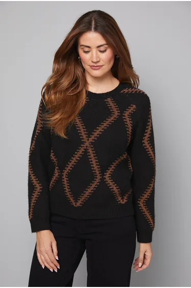 سترة واليس متعدد الالوان بطبعة كاروهات محبوك بأكمام طويلة