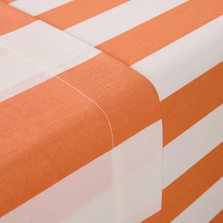 شرشف سرير قطن مخطط - برتقالي - 2