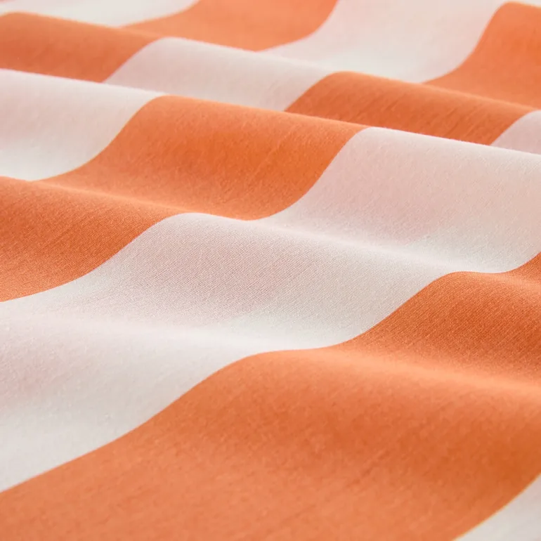 شرشف سرير قطن مخطط - برتقالي - 3