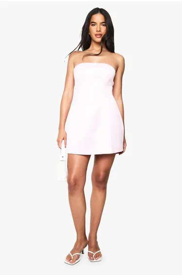 فستان قصير ساتان - زهري